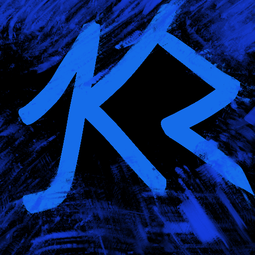 Blue scribbled JKR letters.